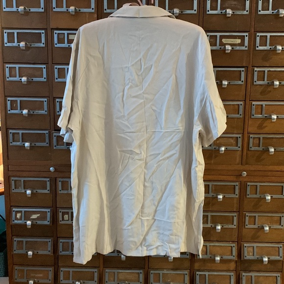 ASOS Relaxed Viscose Camp Shirt Medium Long Stone - Picture 5 of 7